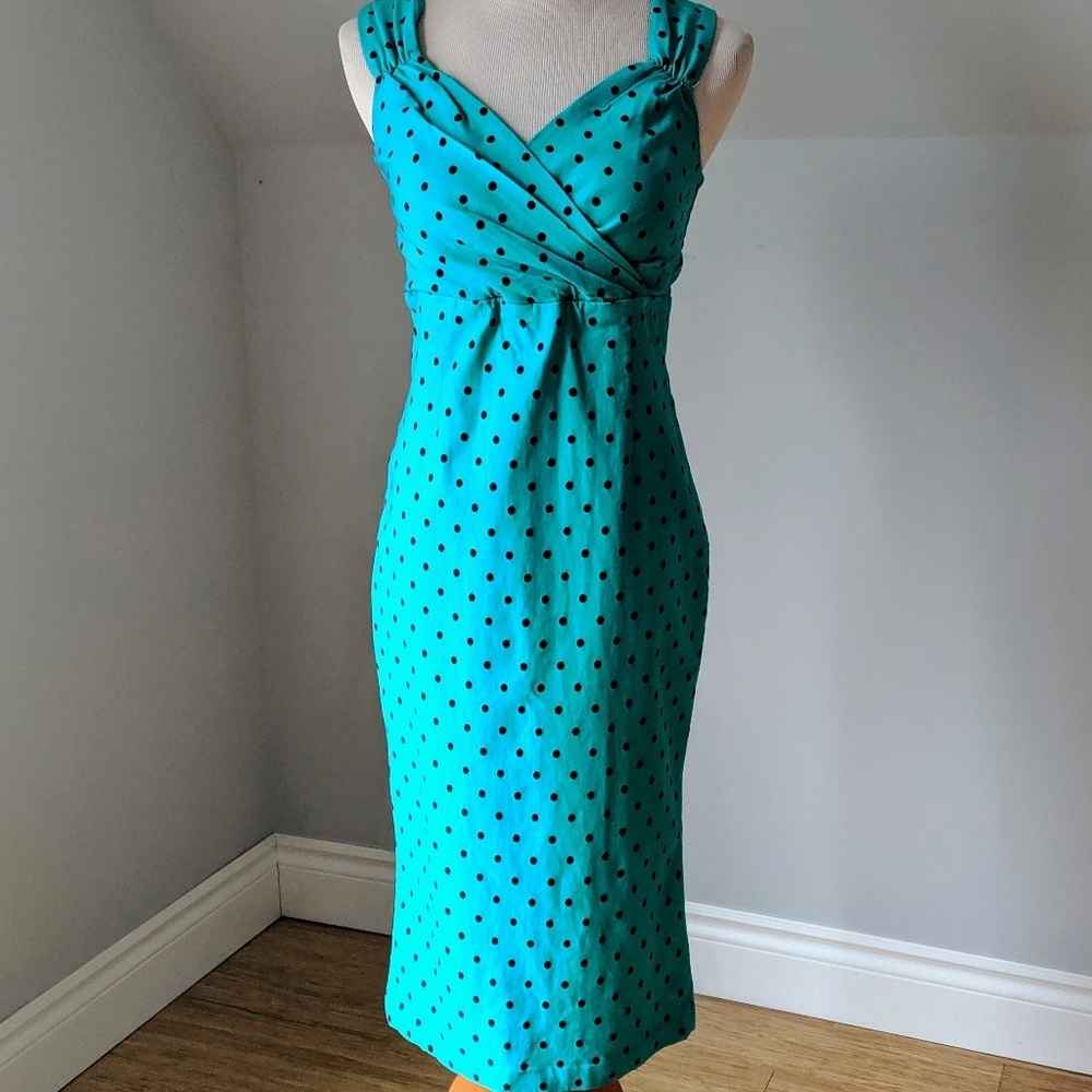 RockSteady Polka Dot Viva Wiggle Dress in Mint